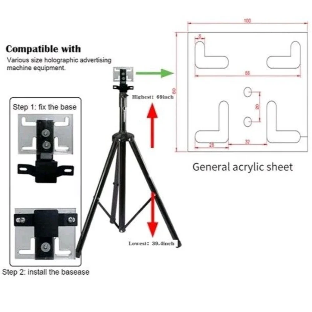 3D HologramFan Stand w/ Multi-function Base 39.4 - 69 Inch 150 Lb READ